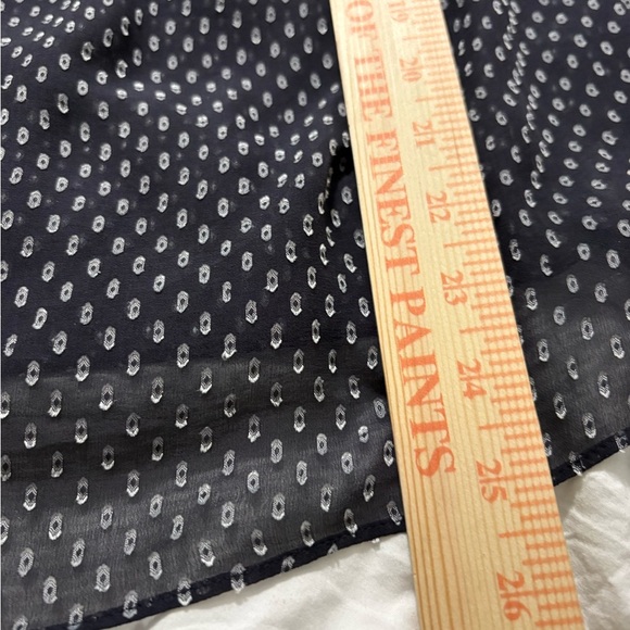 Rebecca Taylor Sheer, Feminine Navy Blue and White Clip Dot Silk/Viscose Blouse - Picture 13 of 15